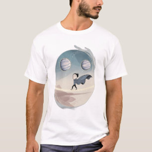 Camiseta Uma pessoa caminhando em uma corda bamba entre pla
