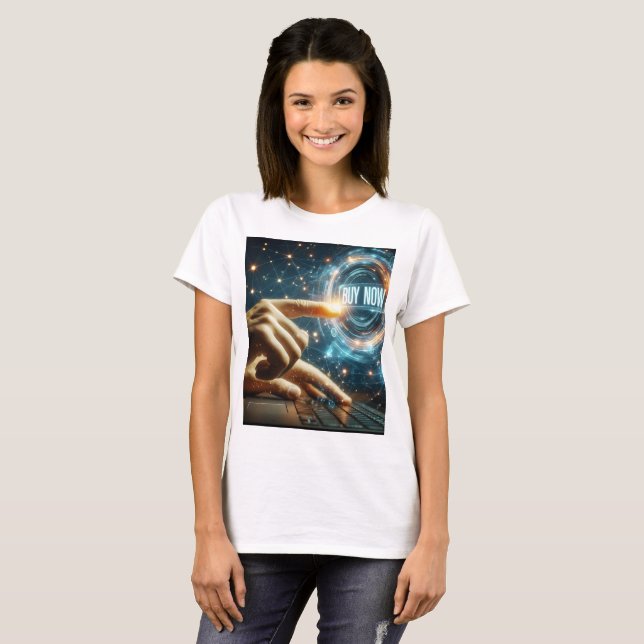 Camiseta uma pessoa digitando em um laptop com a palavra co (Frente Completa)