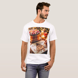 Camiseta uma pessoa é escrevendo num livro com natal