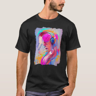 Camiseta Uma Pessoa Ouvindo Música No Fone De Ouvido Ai Abs