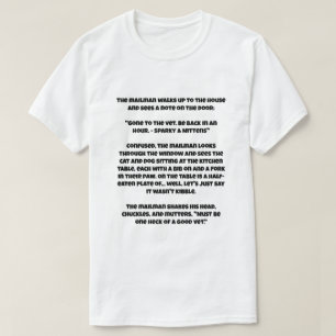 Camiseta Uma piada de IA sobre o gato e o cão comendo um hu