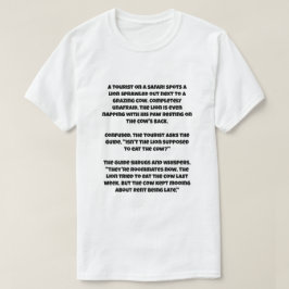 Camiseta Uma piada de IA sobre um leão e uma vaca