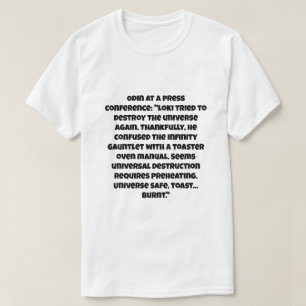 Camiseta Uma piada IA sobre Loki tenta destruir o universo