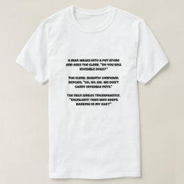 Camiseta Uma piada sobre loja de animais de estimação e cão