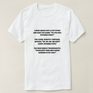 Camiseta Uma piada sobre loja de animais de estimação e cão