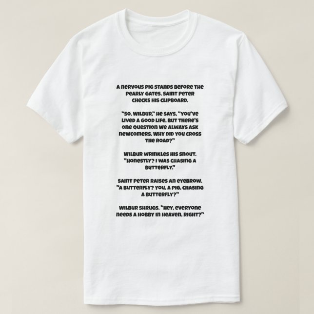 Camiseta Uma piada sobre um porco e Santo Peter (Frente do Design)