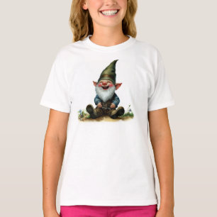 Camiseta Uma pintura aquarela de um gnomo feliz e bonito