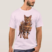 Uma pintura com olhos vigilantes: Um gato Bengal e