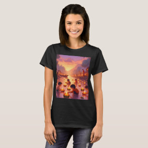 Camiseta uma pintura de crianças brincando na água com