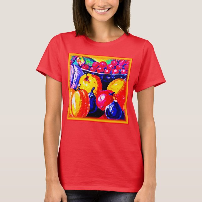 Camiseta Uma Pintura De Óleo De Fruta Incrível. Comprar Ago (Frente)