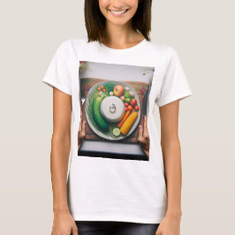 Camiseta uma placa de comida com uma placa de vegetais