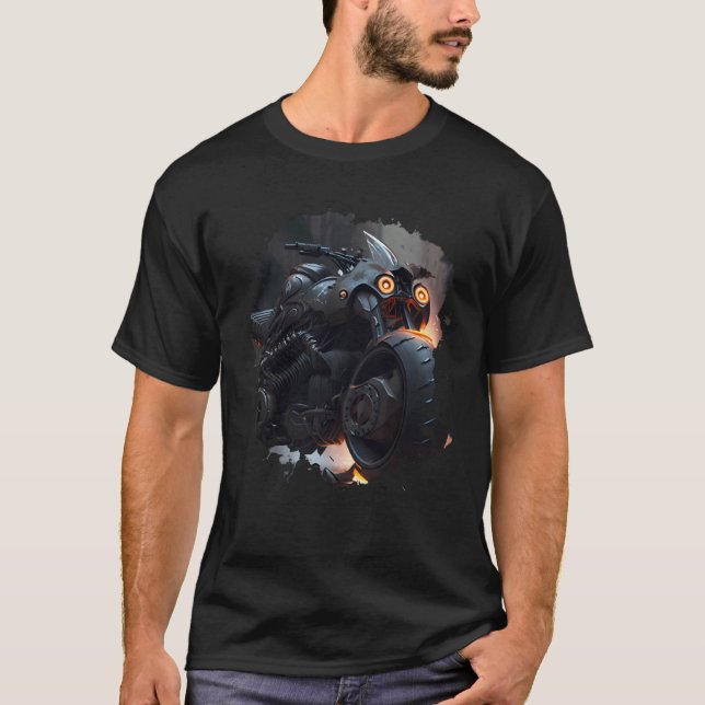Camiseta Uma poderosa jornada de escuridão e uma motociclet (Frente)