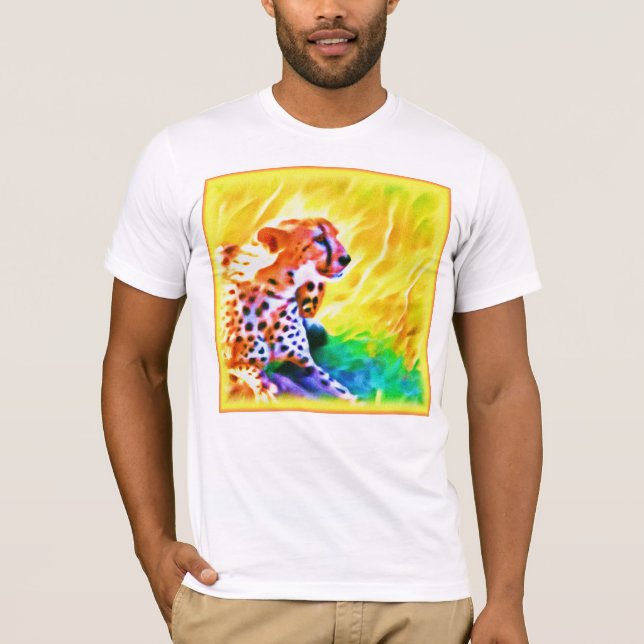 Camiseta Uma poderosa Pintura De Animais Cheetah. Compre ag (Frente)