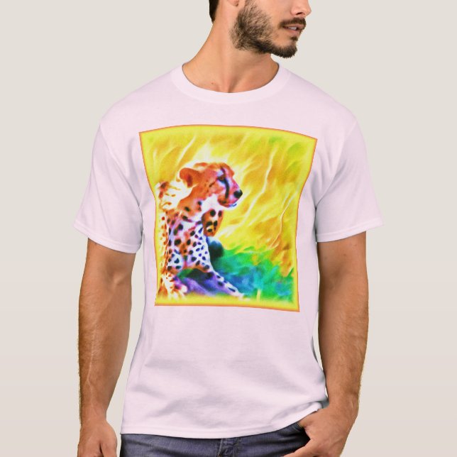 Camiseta Uma poderosa Pintura De Animais Cheetah. Compre ag (Frente)