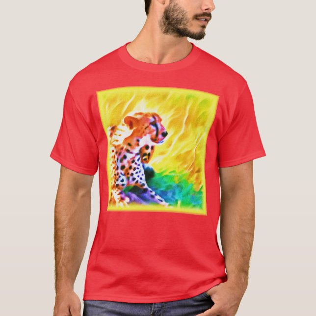Camiseta Uma poderosa Pintura De Animais Cheetah. Compre ag (Frente)
