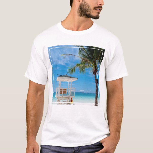 Camiseta Uma praia branca do cargo | do Lifeguard, Boracay (Frente)