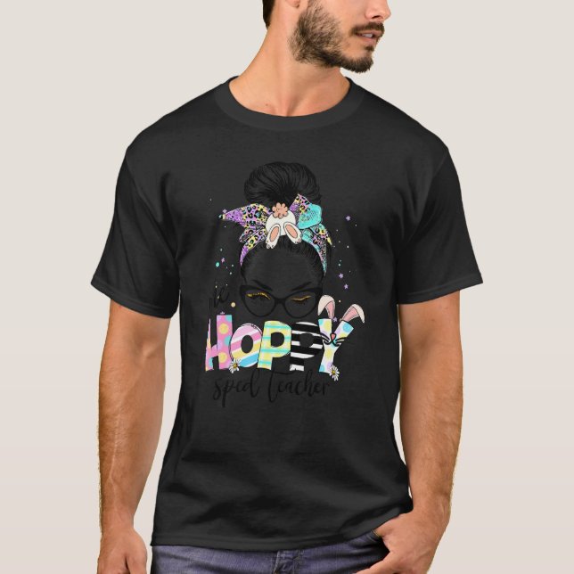 Camiseta Uma Professora Hoppy Pedida Bunny Leopard Messy Bu (Frente)