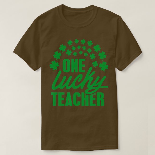 Camiseta Uma Professora Sortuda Shamrock Rainbow Clover Rua (Frente do Design)