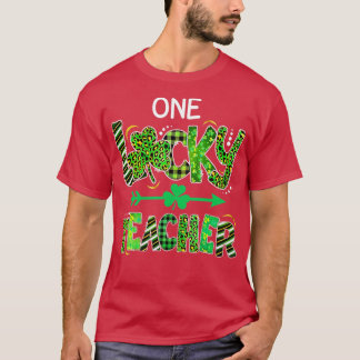 Camiseta Uma Professora Sortuda Shamrock Xadrez Leopard