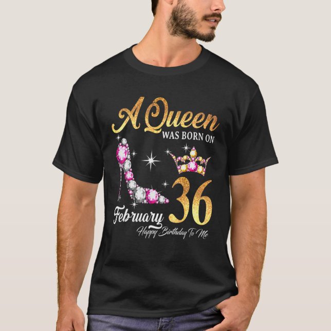 Camiseta Uma Rainha Foi Nascer Em 25 De Fevereiro Feliz Ani (Frente)