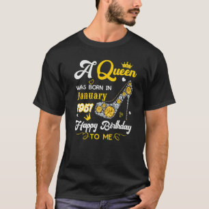 Camiseta Uma Rainha Foi Nascer Em Janeiro De 1951 Feliz Ani
