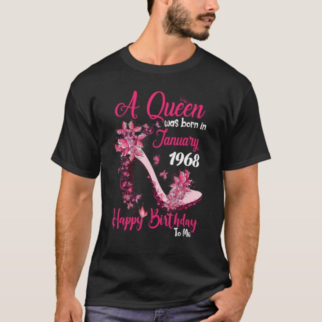 Camiseta Uma Rainha Foi Nascer Em Janeiro De 1968 High Heel (Frente)