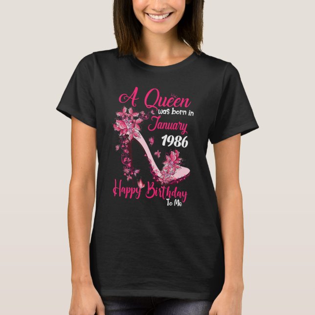 Camiseta Uma Rainha Foi Nascer Em Janeiro De 1986 High Heel (Frente)