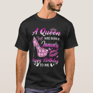 Camiseta Uma Rainha Foi Nascer Em Janeiro De Aniversário Mu