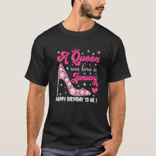 Camiseta Uma Rainha Foi Nascer Em Janeiro Feliz Aniversário
