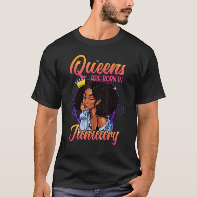 Camiseta Uma Rainha Foi Nascer Em Janeiro Feliz Aniversário (Frente)