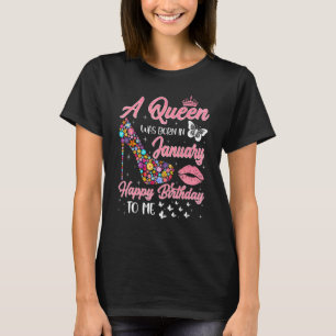 Camiseta Uma Rainha Foi Nascer Em Janeiro, Flores De Alto S