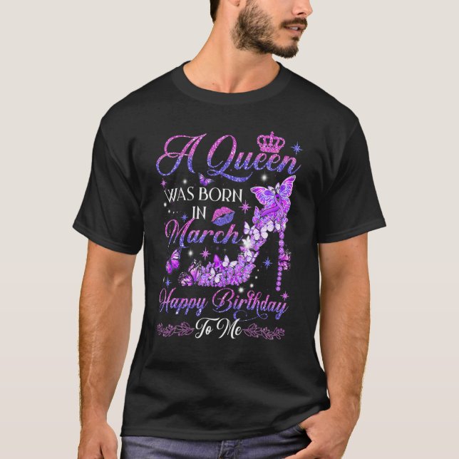 Camiseta Uma Rainha Foi Nascer Em Março, Salto Alto, Aniver (Frente)