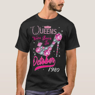 Camiseta Uma Rainha Foi Nascer Em Outubro De 1980 Feliz 42º