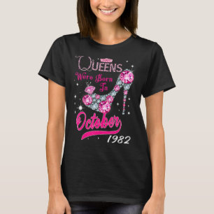 Camiseta Uma Rainha Foi Nascer Em Outubro De 1982 Feliz 40º