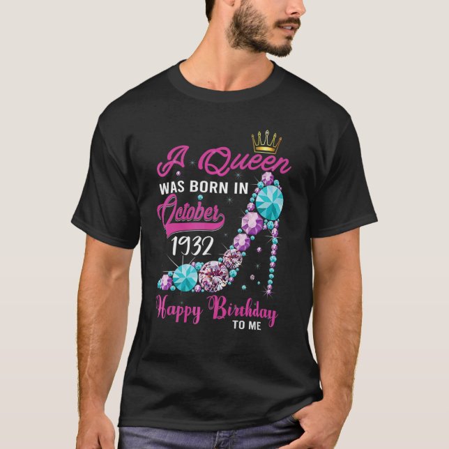 Camiseta Uma Rainha Foi Nascer Em Setembro De 1932 Feliz 90 (Frente)
