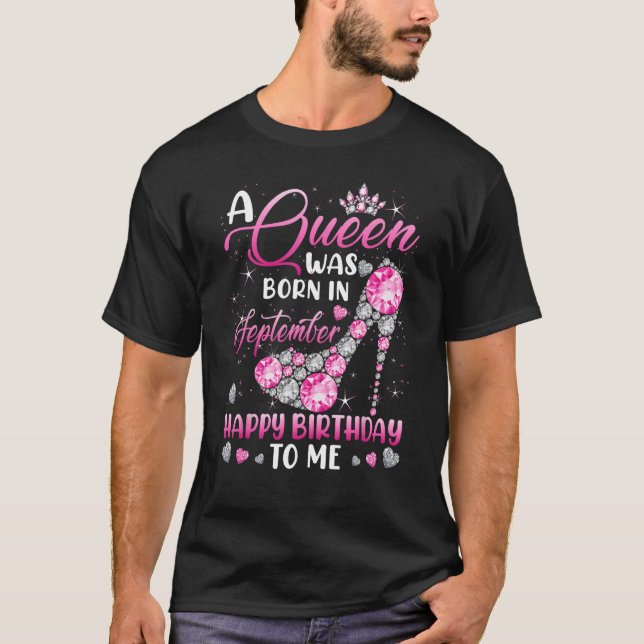 Camiseta Uma Rainha Foi Nascer Em Setembro De Diamond Rosa  (Frente)