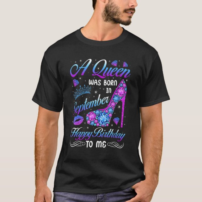 Camiseta Uma Rainha Foi Nascer No Aniversário Do Alto Salto (Frente)