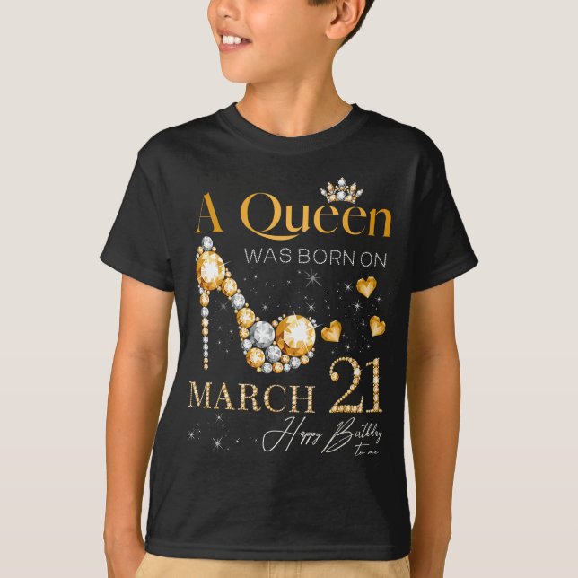 Camiseta Uma Rainha foi Nascer no dia 21 de março, 21ruas M (Frente)