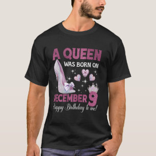 Camiseta Uma Rainha Nasceu Em 9 De Dezembro Aniversário Da