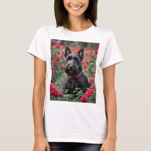Camiseta "Uma Rosa Vermelha para o Scottish Terrier Preto"