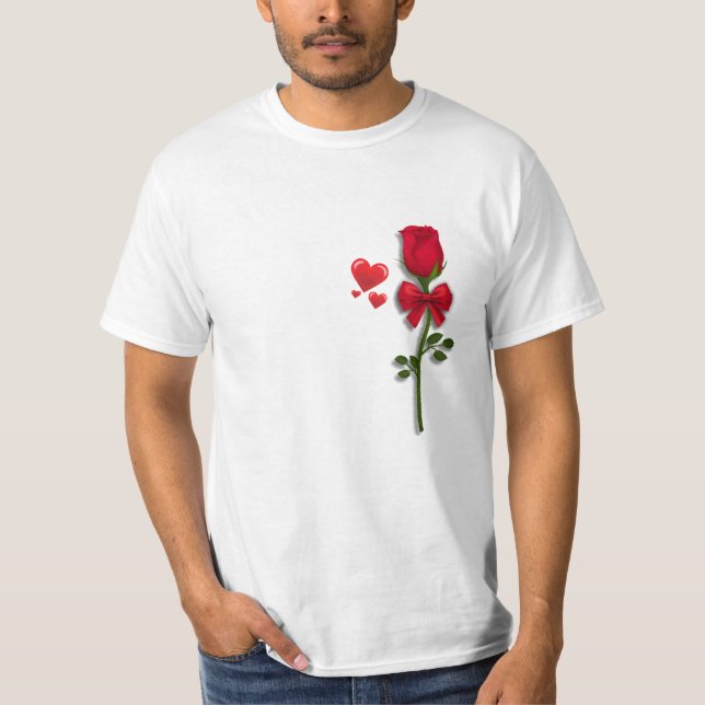 Camiseta Uma Rosa vermelha Solteiro no Bloom (Frente)