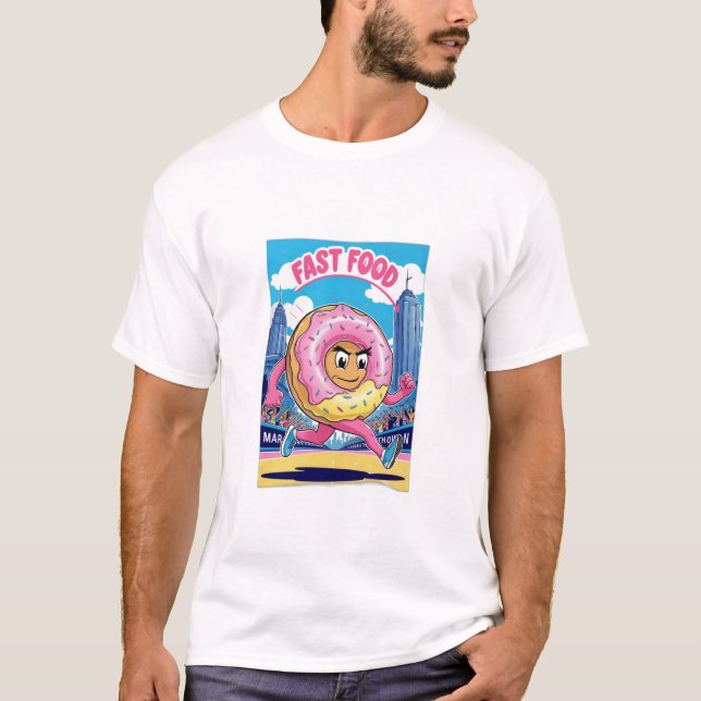 Camiseta Uma rosquinha correndo uma maratona com a legenda  (Frente)