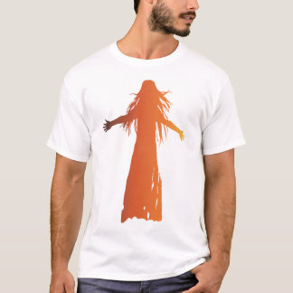 Camiseta Uma silhueta cor de laranja uma mulher fluindo o c