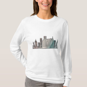 Camiseta Uma silhueta de cidade reduzida a contornos minima