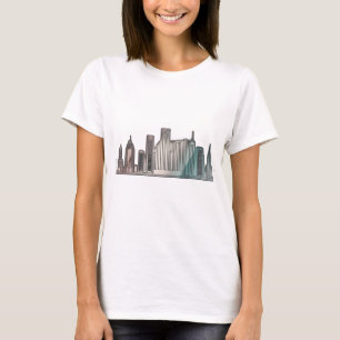 Camiseta Uma silhueta de cidade reduzida a contornos minima
