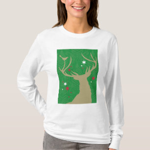 Camiseta Uma silhueta de um cervo com as estrelas que