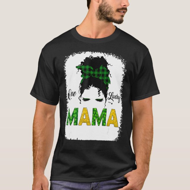 Camiseta Uma Sortuda Mãe Mensagem Bun Leopard Rua Patrick S (Frente)
