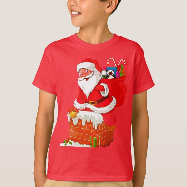 Camiseta Uma t-shirts de Natal alegre e amigável para crian (Frente)