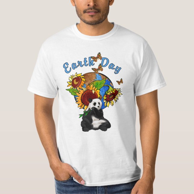Camiseta Uma terra do girassol e da panda (Frente)