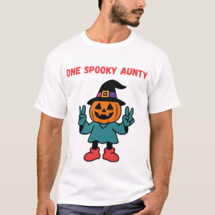 Camiseta Uma Tia Assustadora Abóbora de Halloween Bruxa Per